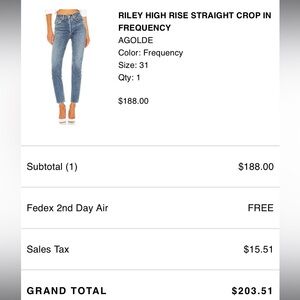 Agolde high rise straight crop denim jeans in frequency